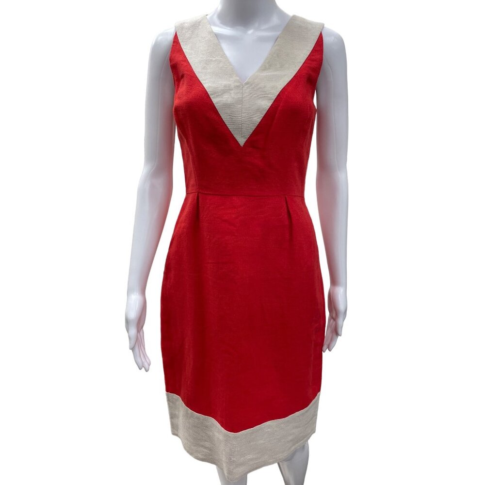 Kate Spade Red Dress with Cream Trip at top and bottom Size 2 SKU 1114